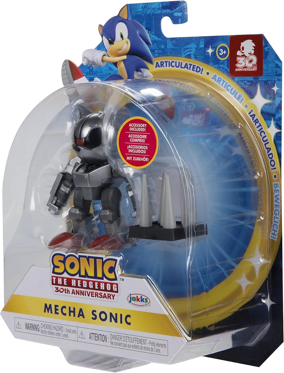 Sonic The Hedgehog 4-Inch Action Figure Mecha Sonic with Spike Trap Collectible Toy