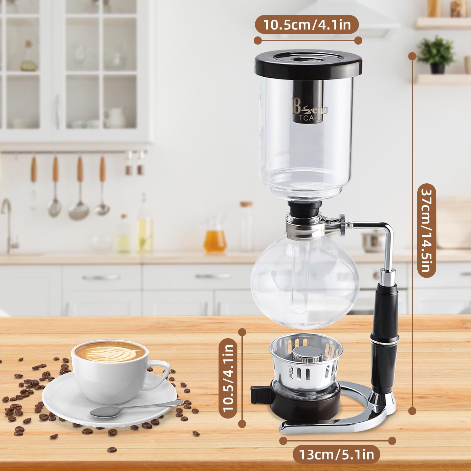Amarine Made Siphon Coffee Maker, Siphon Coffee Brewer, Japanese Siphon | 5-Cup, 16 Ounce, Easy to Use