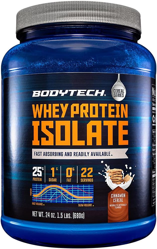 BodyTech Whey Protein Isolate Powder, French Vanilla, 1.5 LB, 23 Servings | 25G Protein per Serving, High Concentrated Protein Powder With Amino Acids & BCAAs for Men and Women, Gluten Free