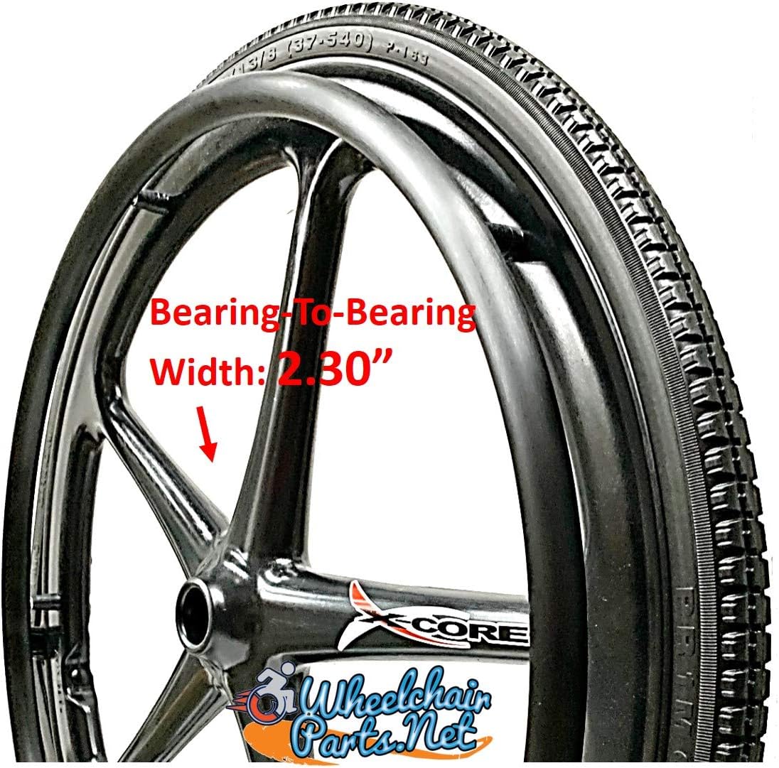 Set of 2 X-CORE Rear Wheelchair-WHELS 24" X1 3/8" (540) Black Color with Everyday Street Tires & Push Rims