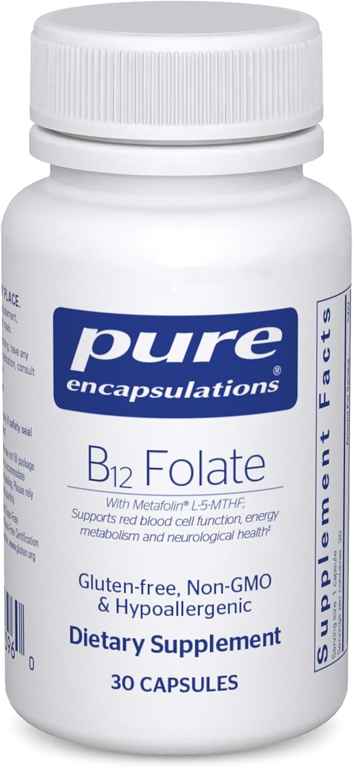 Pure Encapsulations B12 Folate - Energy Supplement to Support Nerves, Energy Metabolism & Cognitive Support* - with Vitamin B Folate as Metafolin - 60 Capsules | Energy Supplement to Support Nerves, Energy Metabolism and Cognitive Function Support*, with…