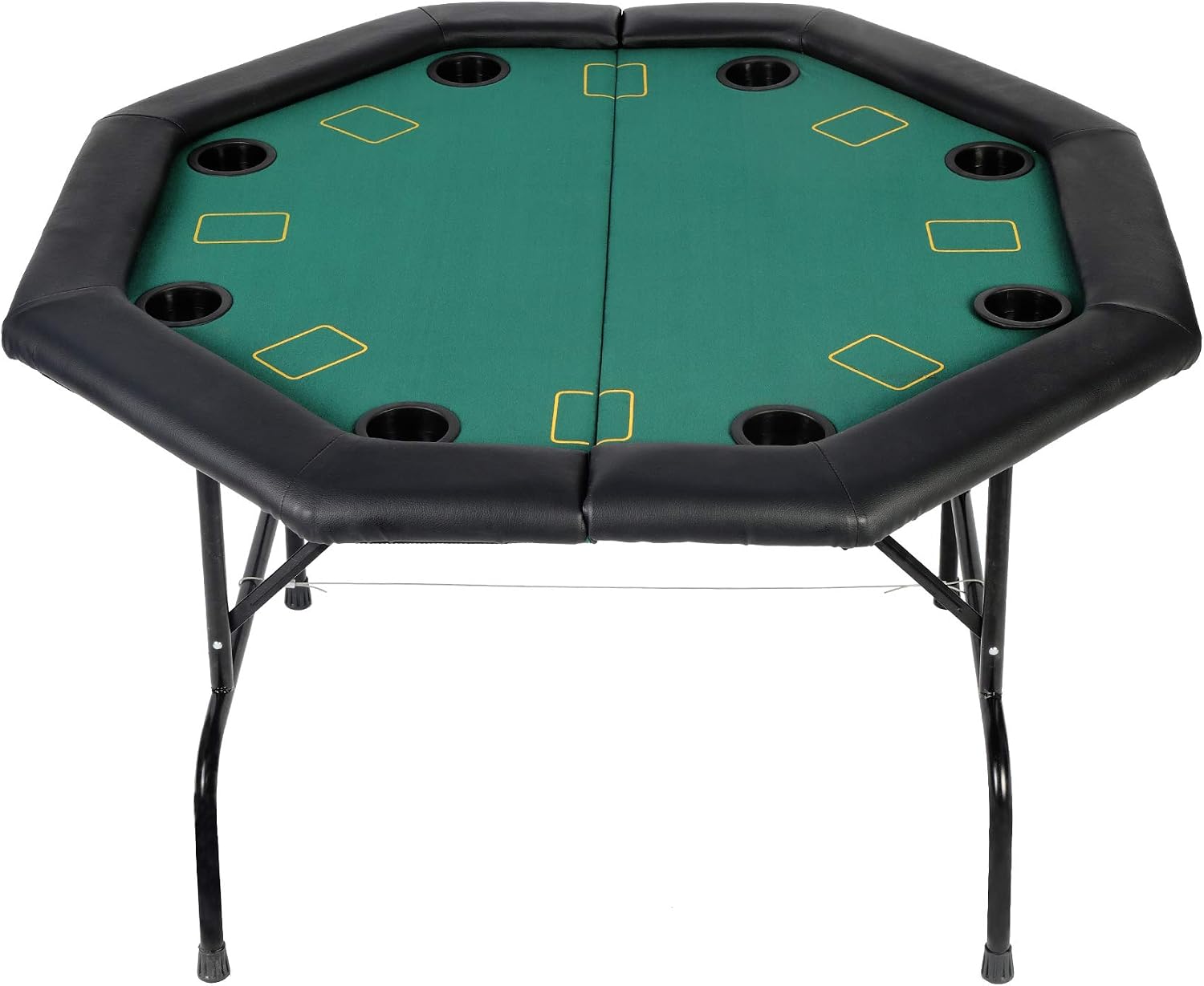 LUCKYERMORE Poker Table 8 Player 48” Octagon Folding Texas Poker Blackjack Game Table with Cup Holder