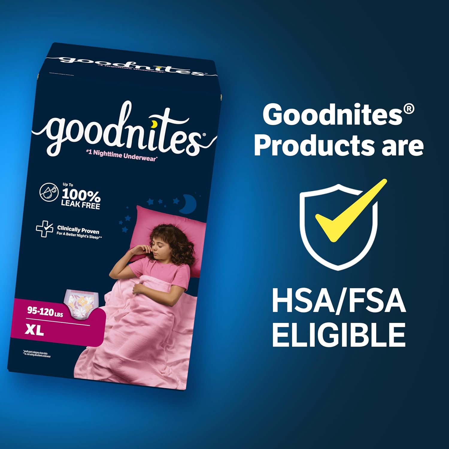 Goodnites Girls' Nighttime Bedwetting Underwear, Size S/M (43-68 lbs), 14 Ct, Packaging May Vary