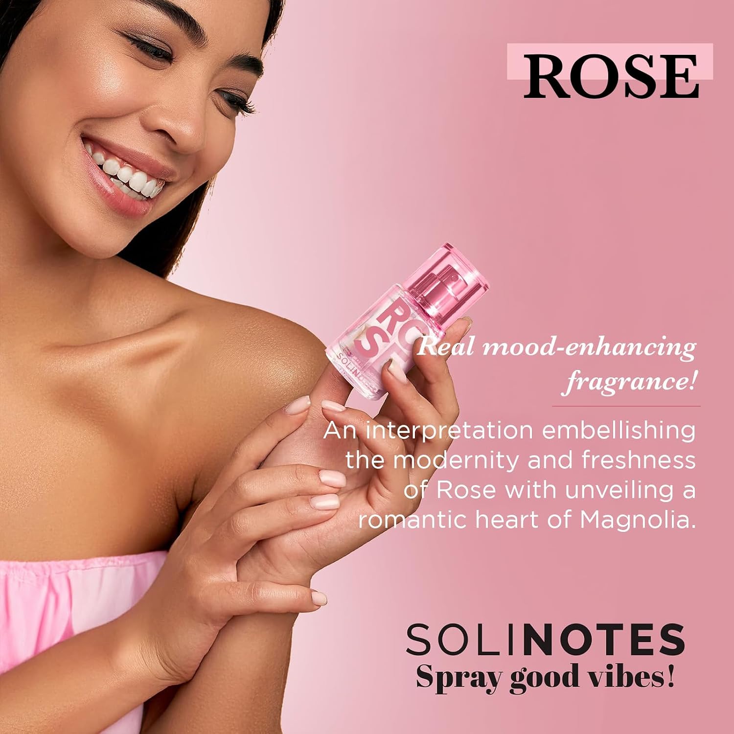 Solinotes Rose Eau de Parfum, Lychee & Magnolia, for Women & Men, 15ml