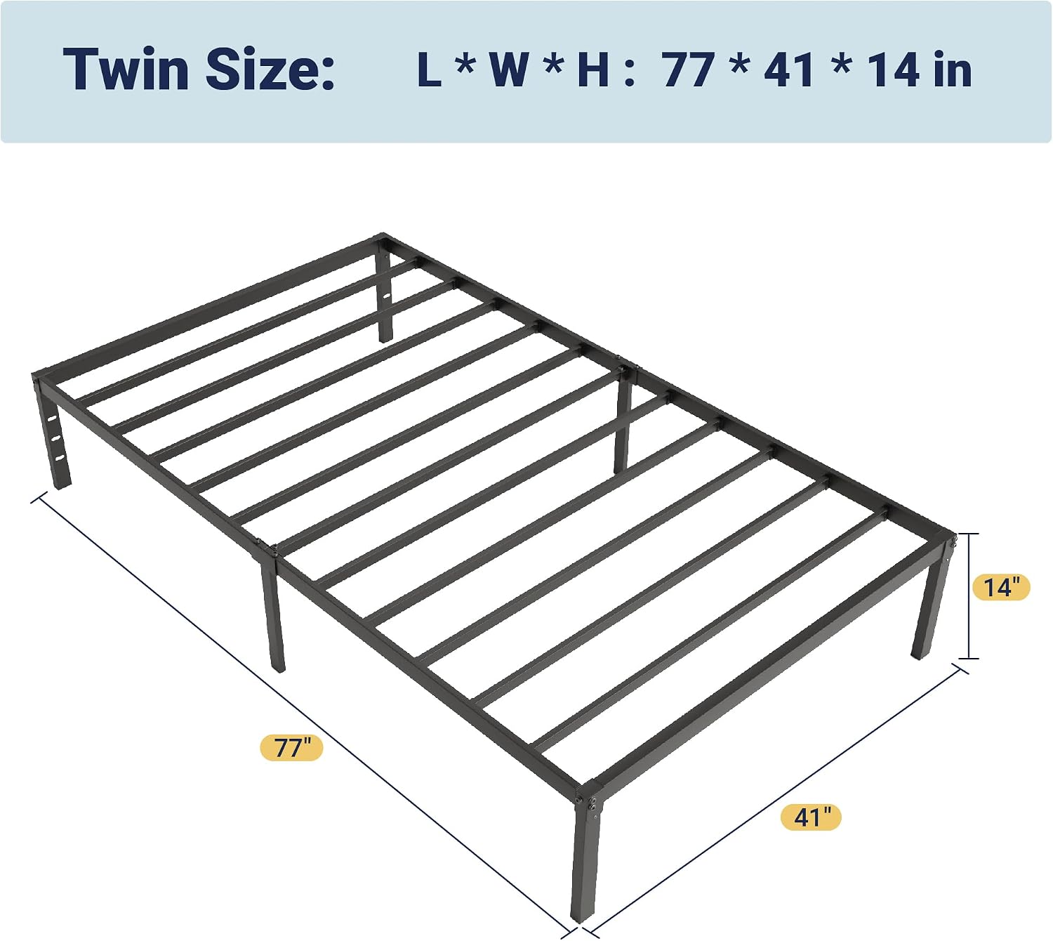 Allewie Full Size Bed Frame, 14 inch Metal Platform Beds with Storage Space, No Box Spring Needed and Easy Assembly, White