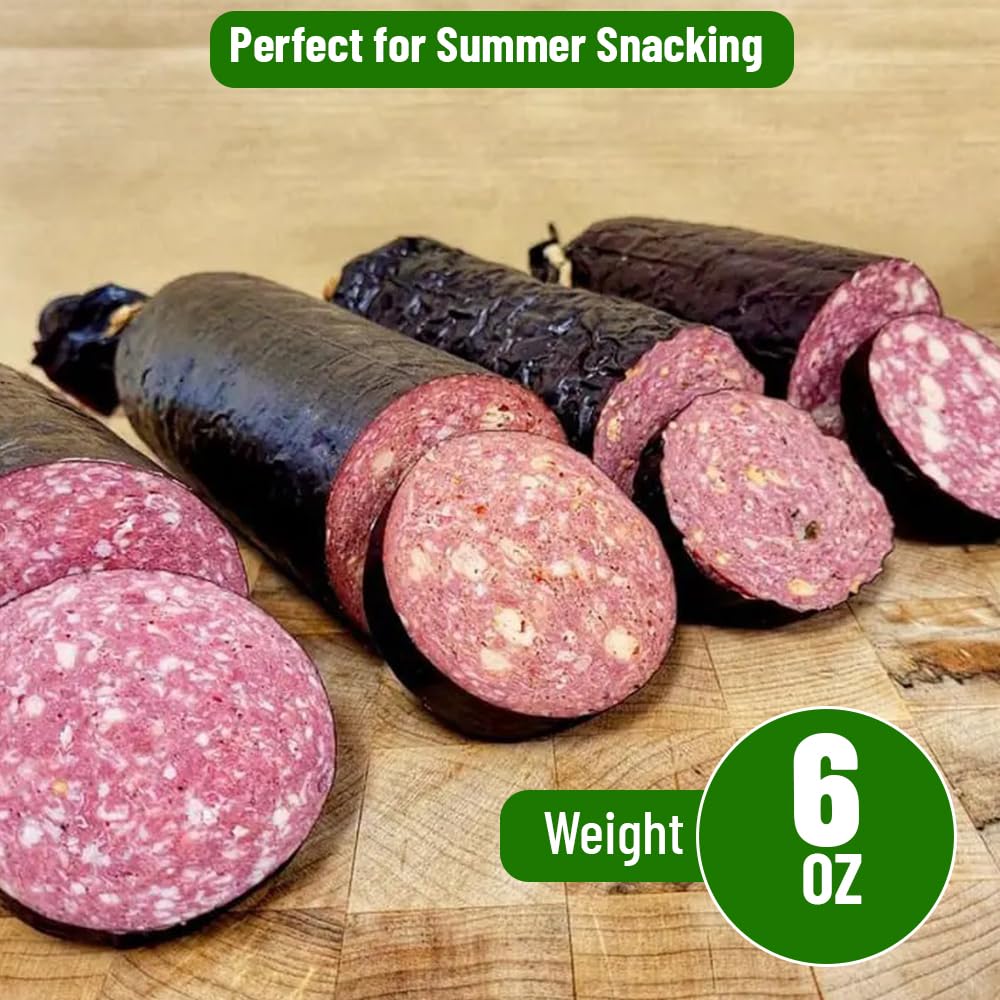 Game Summer Sausage Gift Pack (Venison, Cheddar, Elk, Elk Cheddar, Wild Boar, Venison Jalapeno Cheddar) (6- six ounce Chubs)