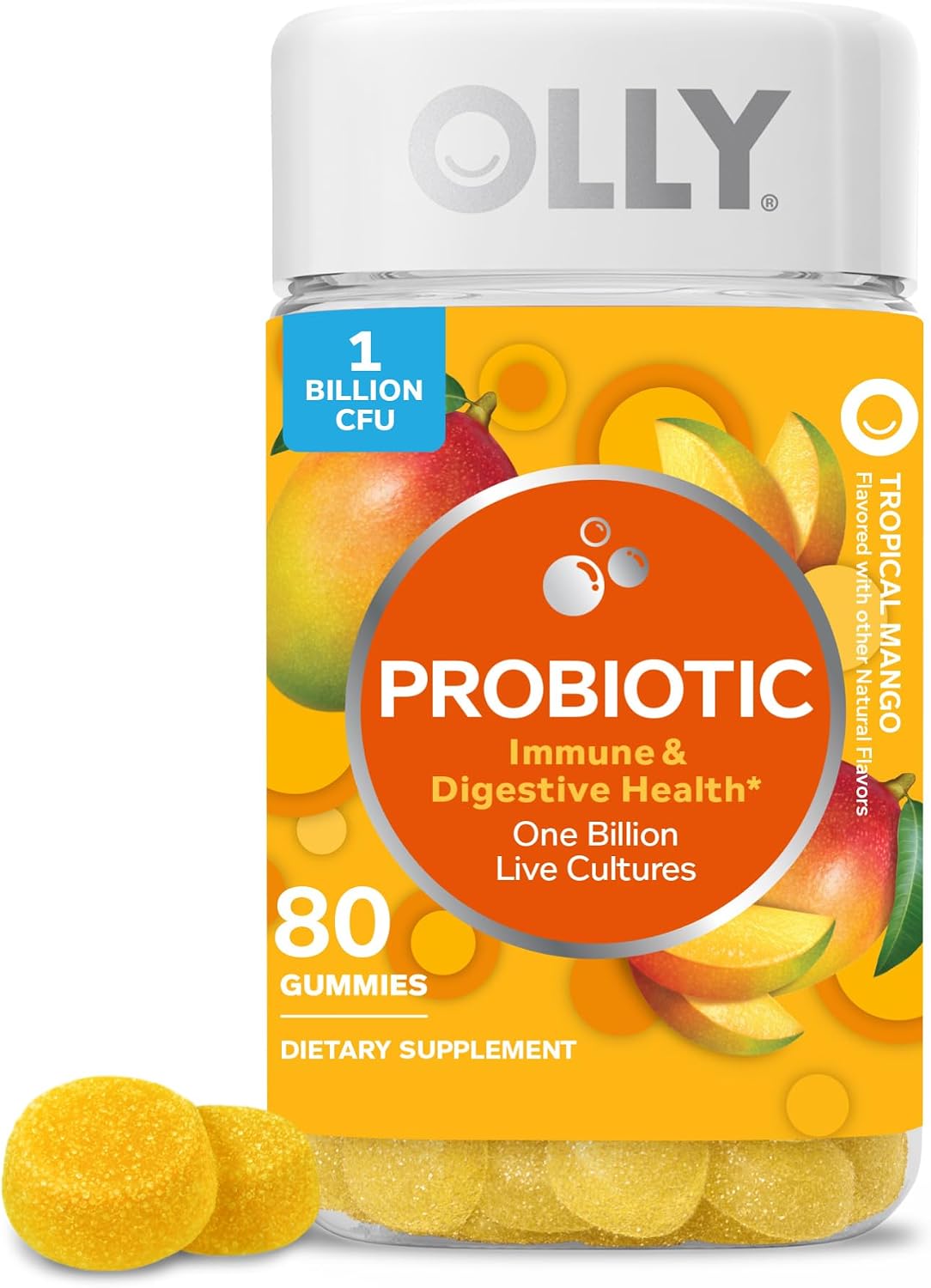 OLLY Probiotic Gummy, Immune System & Digestive Support*, Mango - 50 Count