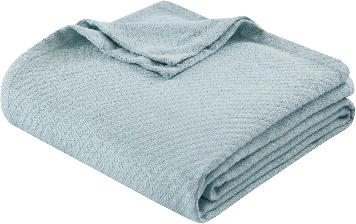 Madison Park Liquid Cotton Luxury Blanket Premium Soft Cozy 100% Ring Spun Cotton For Bed , Couch or Sofa, Full/Queen, Light Blue | Breathable Fabric for Bed or Couch, Diamond Pattern, Lightweight, OEKO-TEX Certified