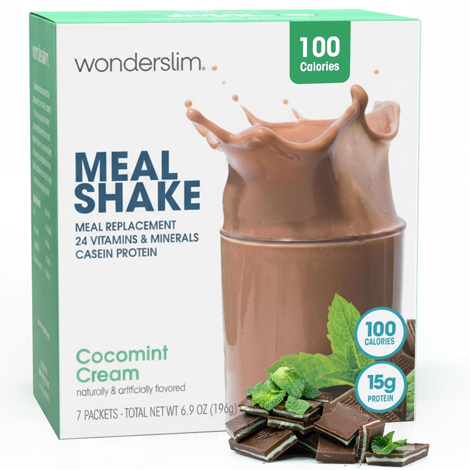 WonderSlim Protein Meal Replacement Shake – 15g Protein, 24 Vitamins & Minerals, Low Carb, Low Calorie, Gluten Free – Meal Replacement Drink for Weight Management, 7 Count Packets (Dark Cocoa Cream)