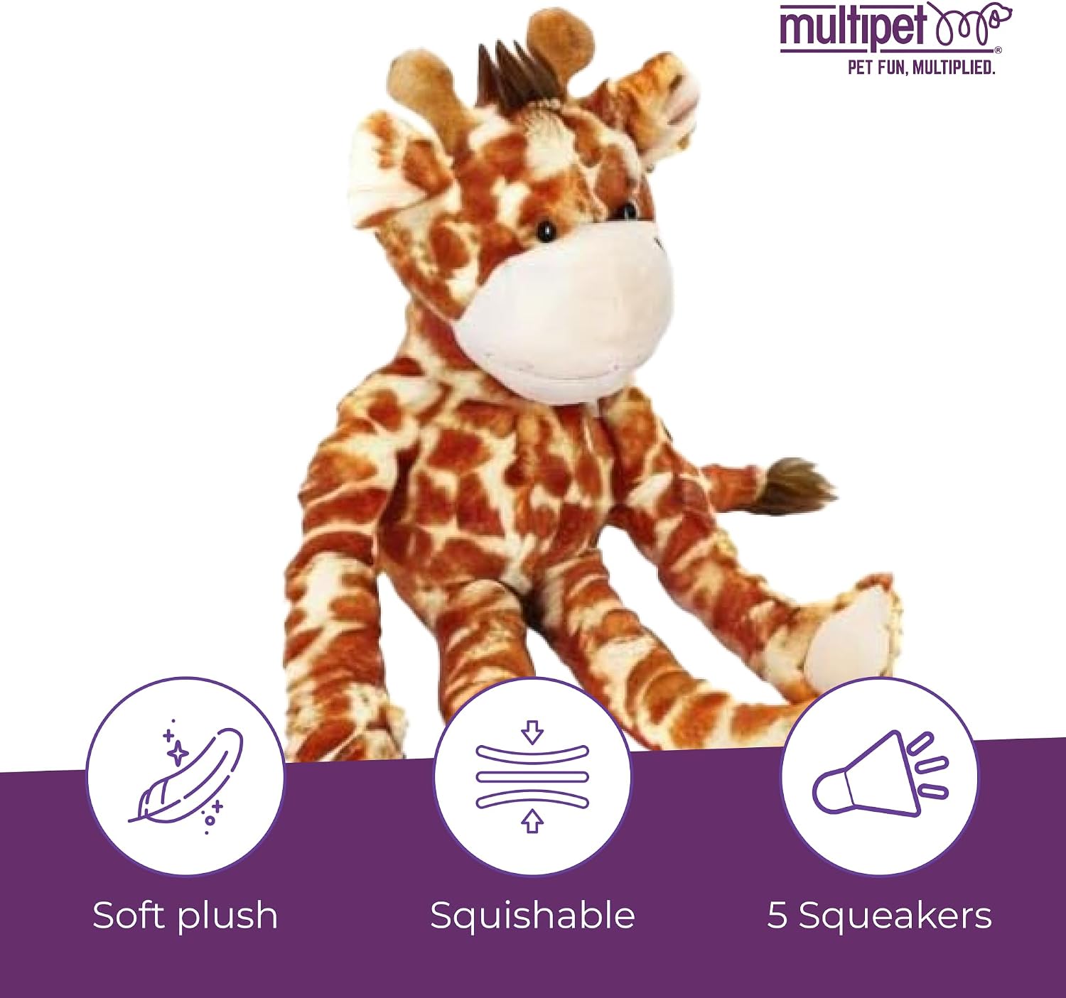 Multipet Swingin' Safari Monkey Dog Plush Toy - Squeaky Dog Toy for All Dogs - Extra Soft Plush Dog Toy - Stuffed Animal Dog Toy for Cuddling & Playing - Cute Dog Pet Toy (27”, Brown, 5 Squeakers)