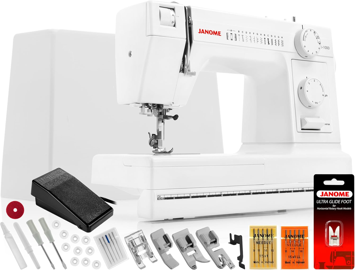 Janome HD1000 Heavy-Duty Sewing Machine with 14 Built-In Stitches | 14 Built-In Stitches