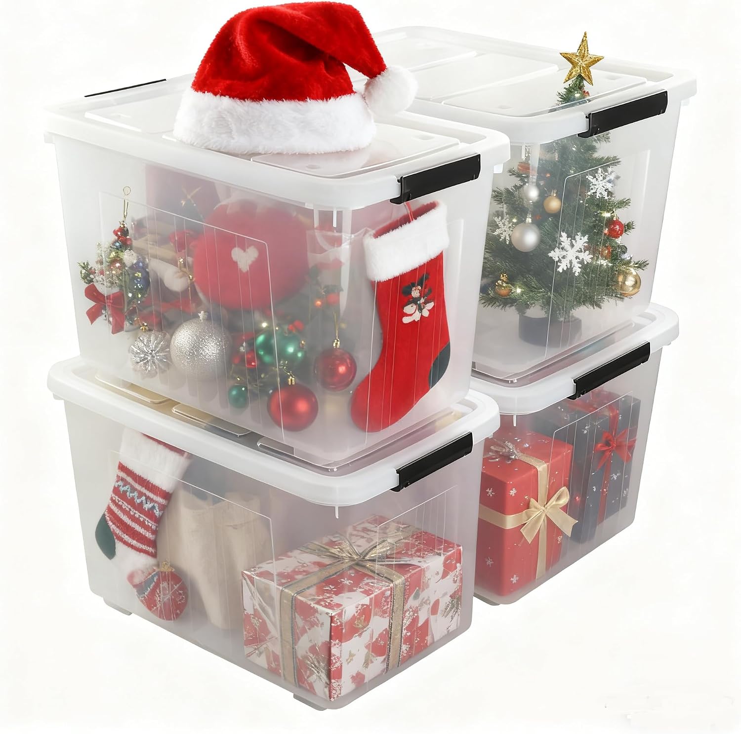 30L Plastic Storage Bin with Lid, Stackable Clear Container