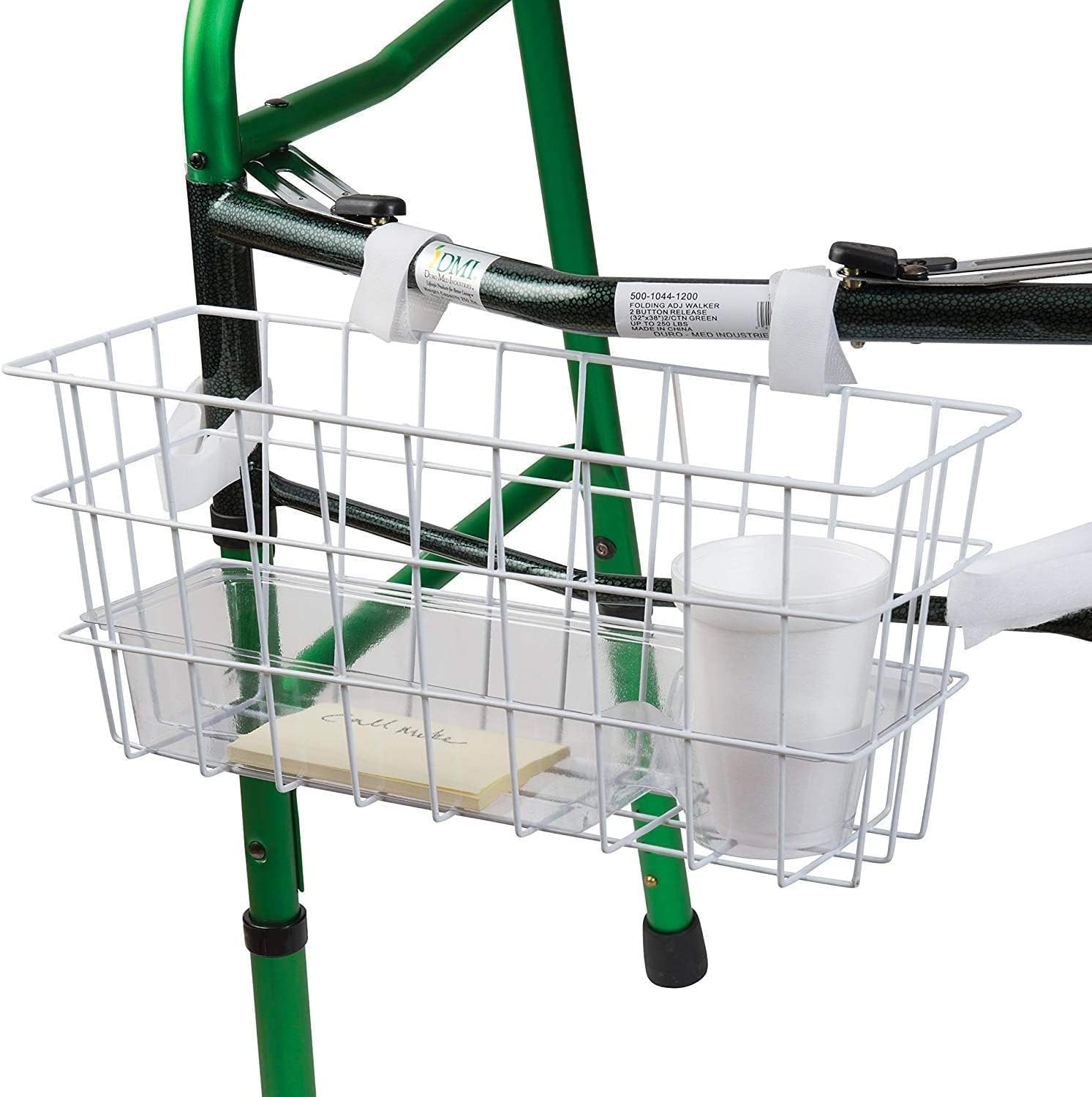 HealthSmart Durable Walker Accessories Basket For Walker | No Tools Needed | Secure Cup Holder & Tray | Walker Accessories Bag - Easy Installation