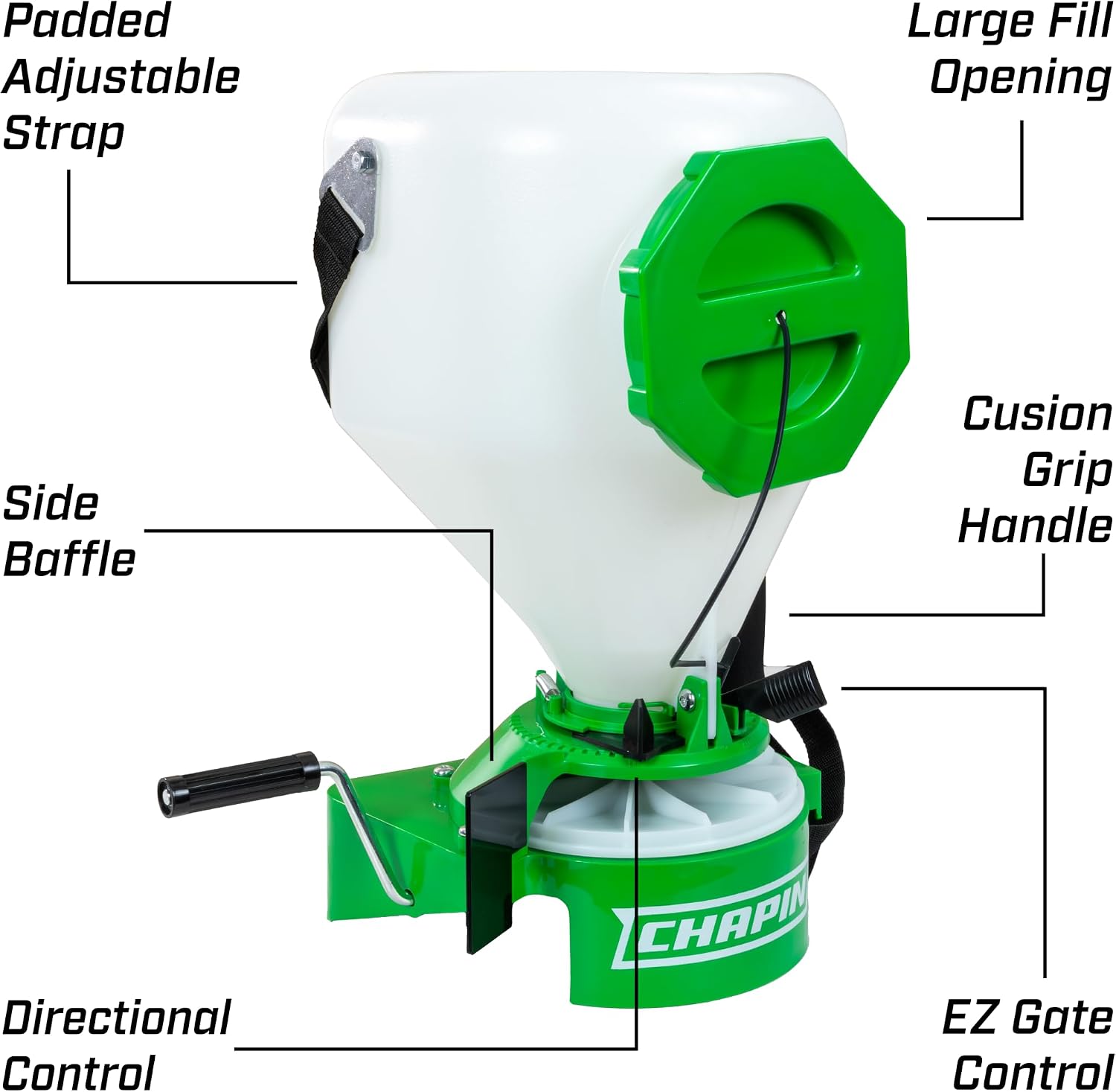 Chapin 8700A 35-Pound Capacity Chest Mounted Spreader with Easy Fill Hopper for Grass Seed and Fertilizers, 35-Pound (1 Spreader/Package)