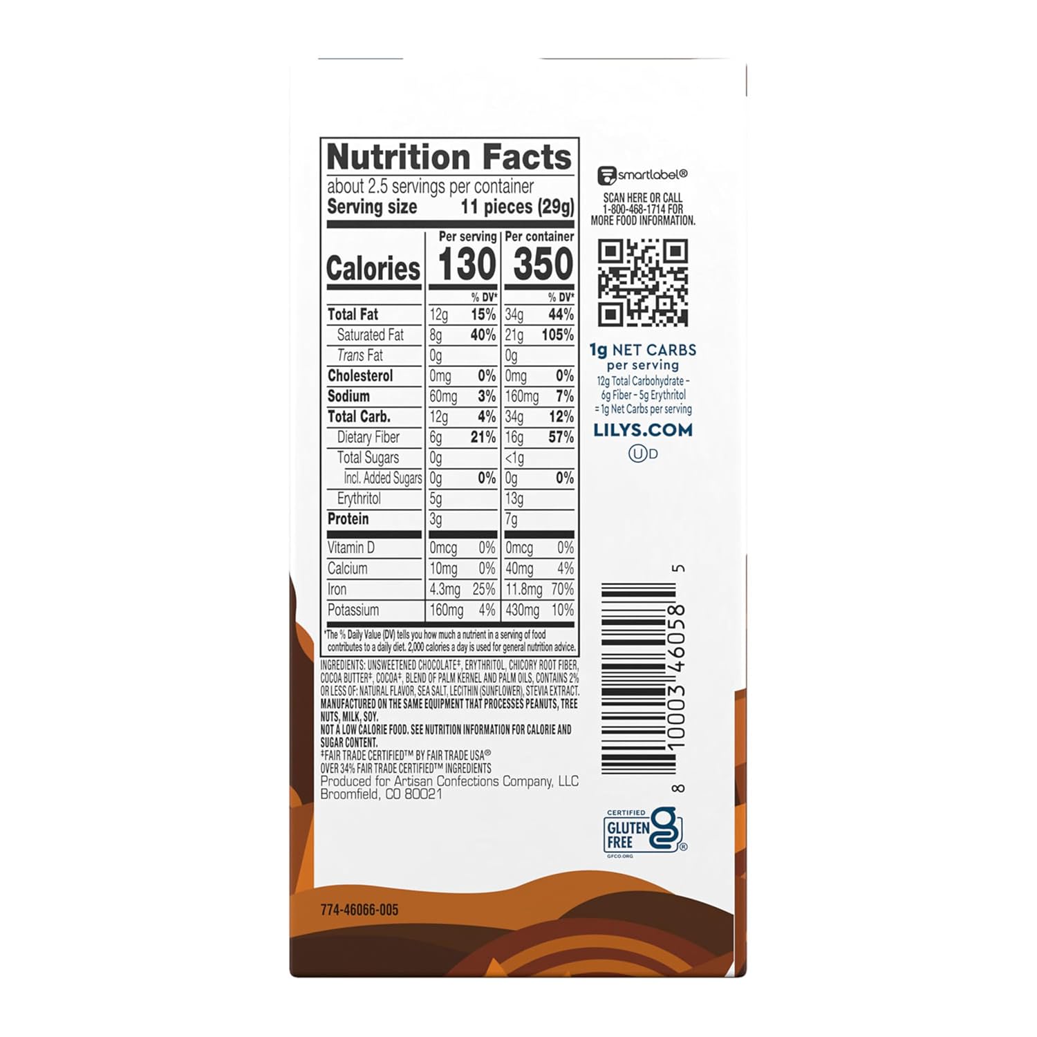 LILY'S Salted Caramel Extra Dark Chocolate Style No Sugar Added, Sweets Bar, 2.8 oz