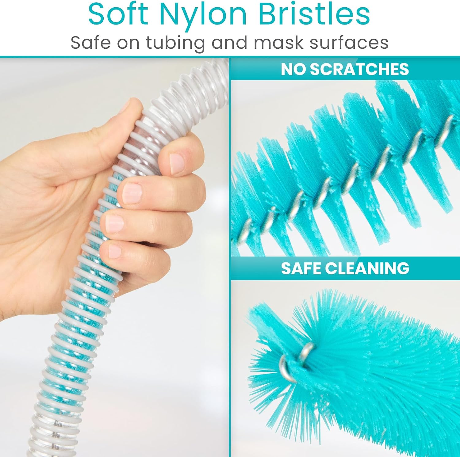 Vive CPAP Tube Cleaning Brush - Stainless Steel Cleaner for Mask and Pipe | Wire Bristle Solution - for 7 Foot Hose and 22 mm Diameter - Portable