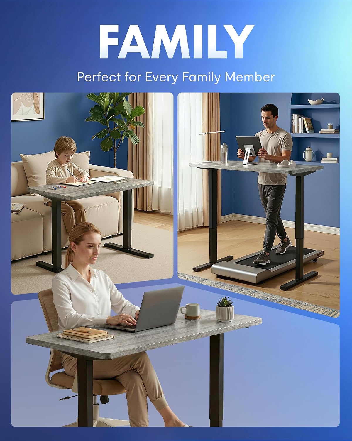 FLEXISPOT EN1 One-Piece Standing Desk, Electric Adjustable with 4 Memory Presets, 176 LBS Capacity, Stable & Quiet