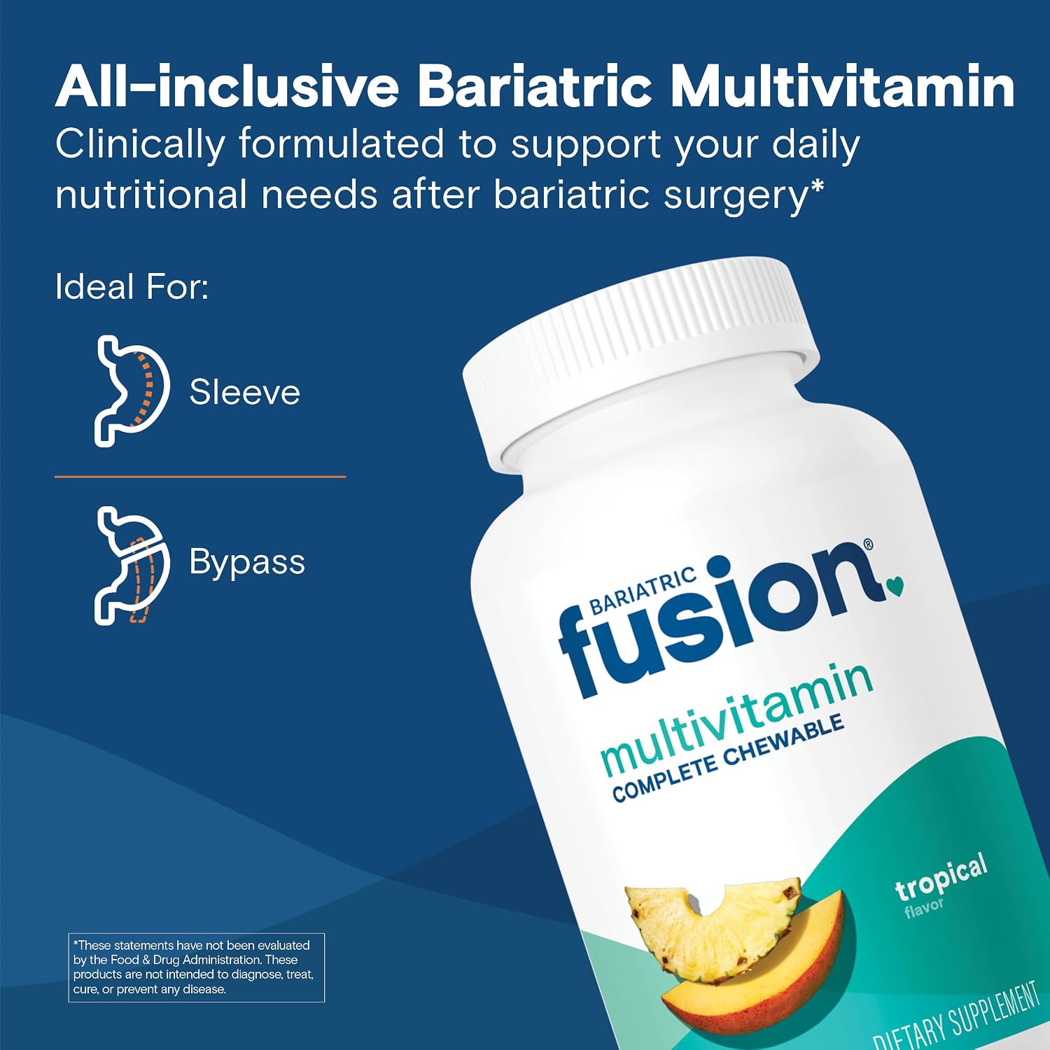 Bariatric Fusion Orange Cream Flavored Complete Chewable Bariatric Multivitamin with Iron for Bariatric Surgery Patients Including Gastric Bypass and Sleeve Gastrectomy - 120 Tablets