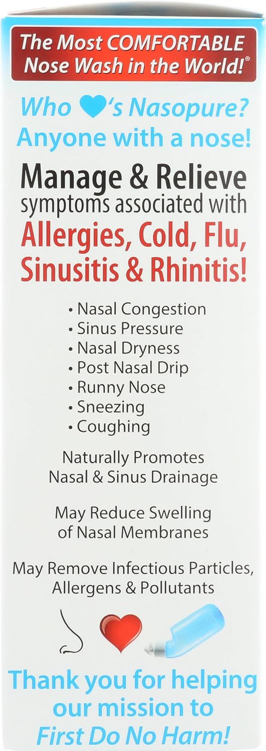 Nasopure Nasal Wash, Little Squirt Kit, “The Nicer Neti Pot” Sinus Wash Kit, Comfortable Nasal Rinse Bottle & 20 Salt Packets