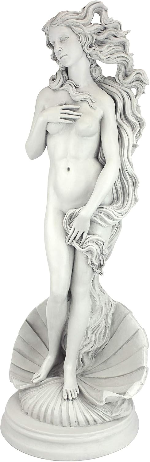 Design Toscano Birth of Venus, Roman Patroness of Love Indoor/Outdoor Garden Statue, 25 inches tall, Cast Stone Resin, Antique Stone Finish