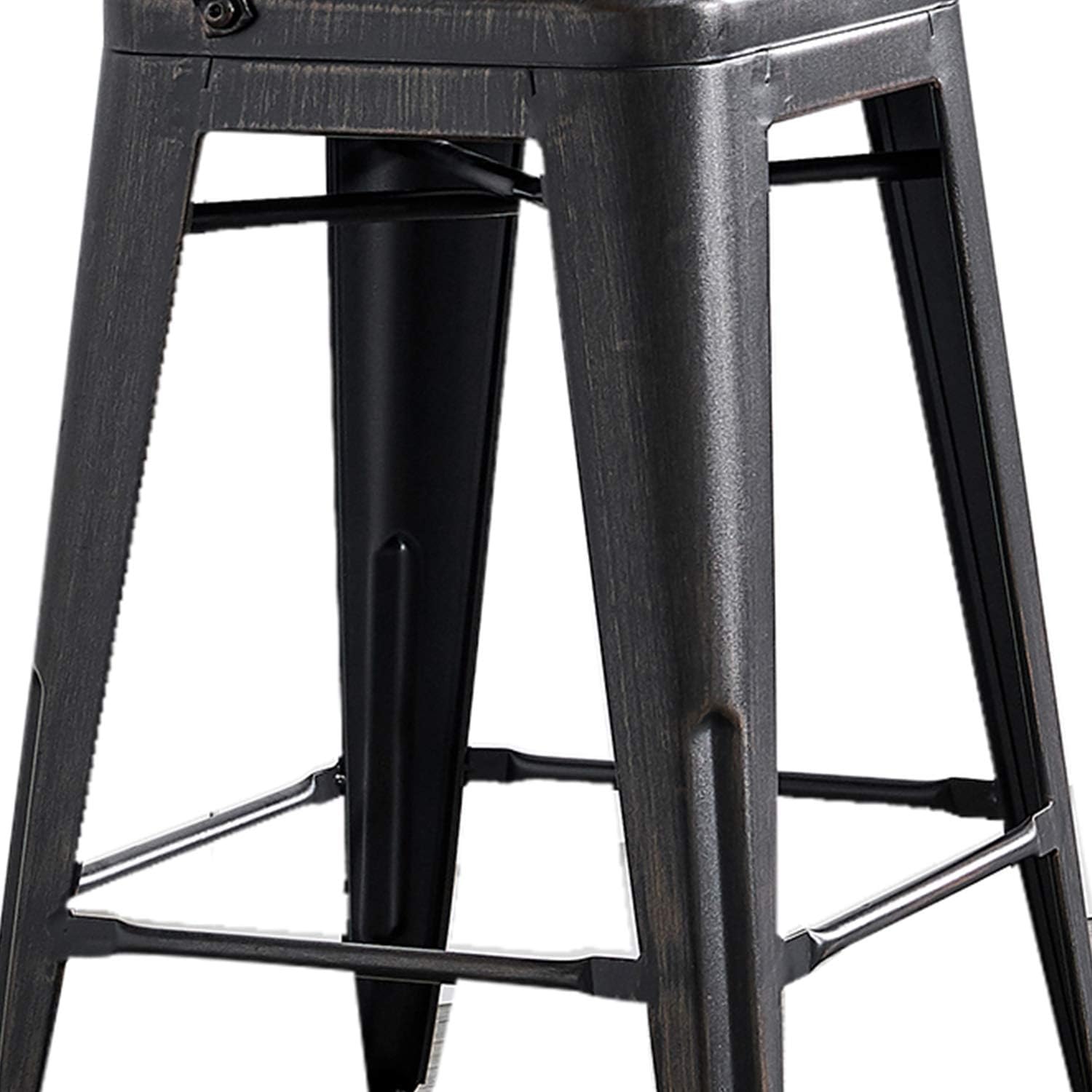 AC Pacific 30” Metal Barstool Set of 2 – Country Rustic Style with Low Back, Lightweight & Sturdy Build, Easy Assembly – Matte Black