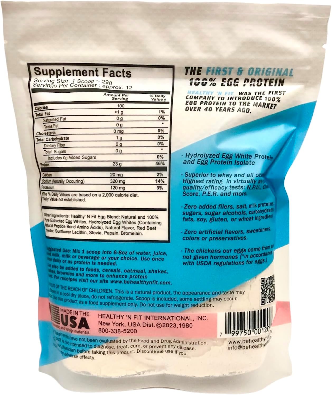 Healthy 'N Fit 100% Egg Protein- Vanilla Ice Cream (2lb): 100% Egg White Protein Plus Natural Peptides. Pure, All Naturally Sweetened Protein
