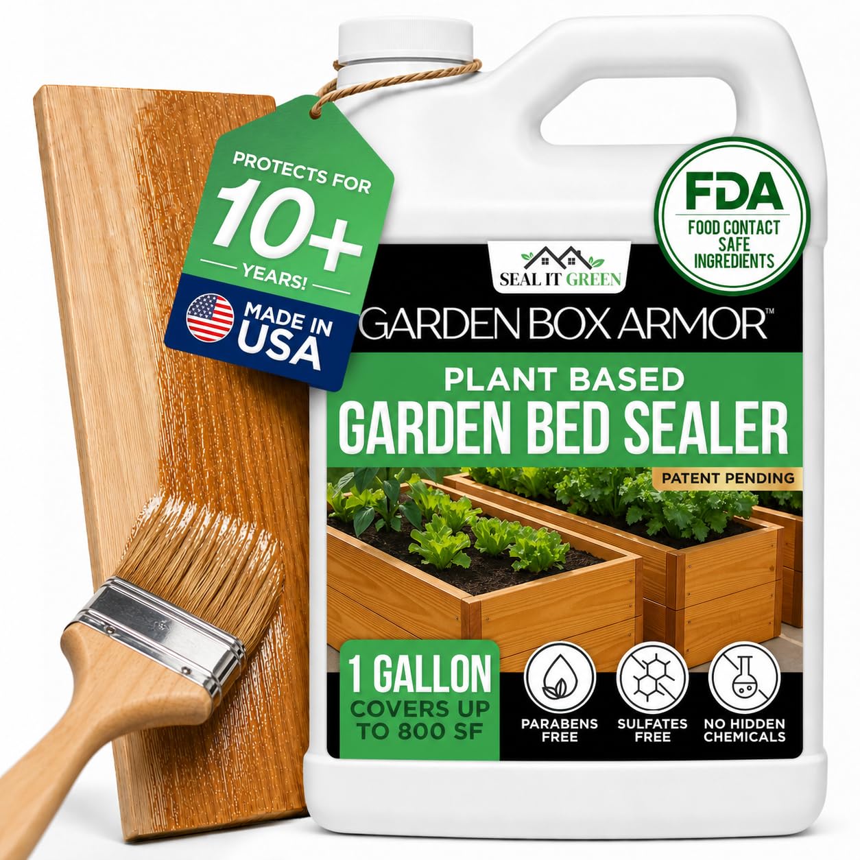 Garden Box Sealer | FDA Food Contact Safe Plant-Based Wood Sealant for Raised Bed