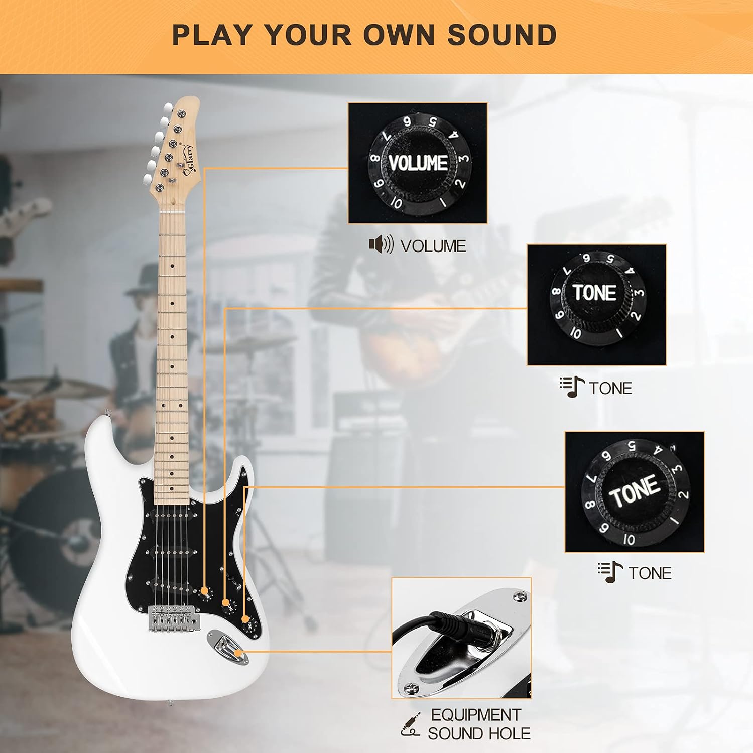 GLARRY Full Size Electric Guitar for Music Lover Beginner with 20W Amp and Accessories Pack Guitar Bag (DARK BLUE, 39" Right Handed)