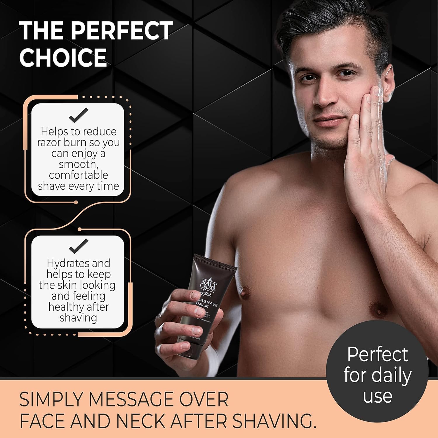Salt Cellar Dead Sea Aftershave Balm – All-Natural Men’s After Shave with Botanical Extracts. Soothes Razor Burn, Hydrates Skin, and Absorbs Fast. Paraben-free. (Pack of 1, Dead Sea Minerals)