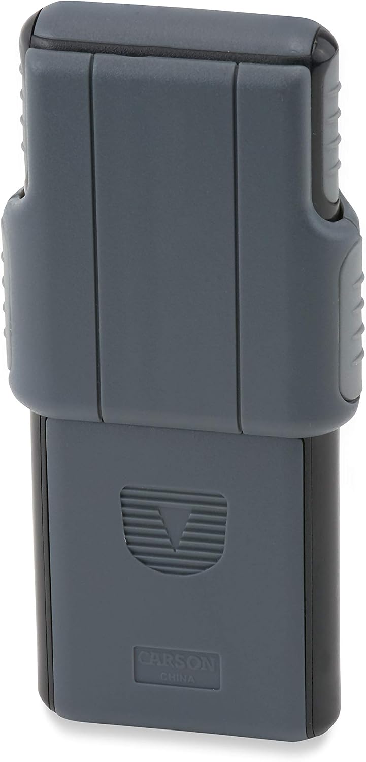 Carson MiniBrite LED Lighted Slide-Out Aspheric Magnifier with Protective Sleeve (PO-55), 5X, Gray