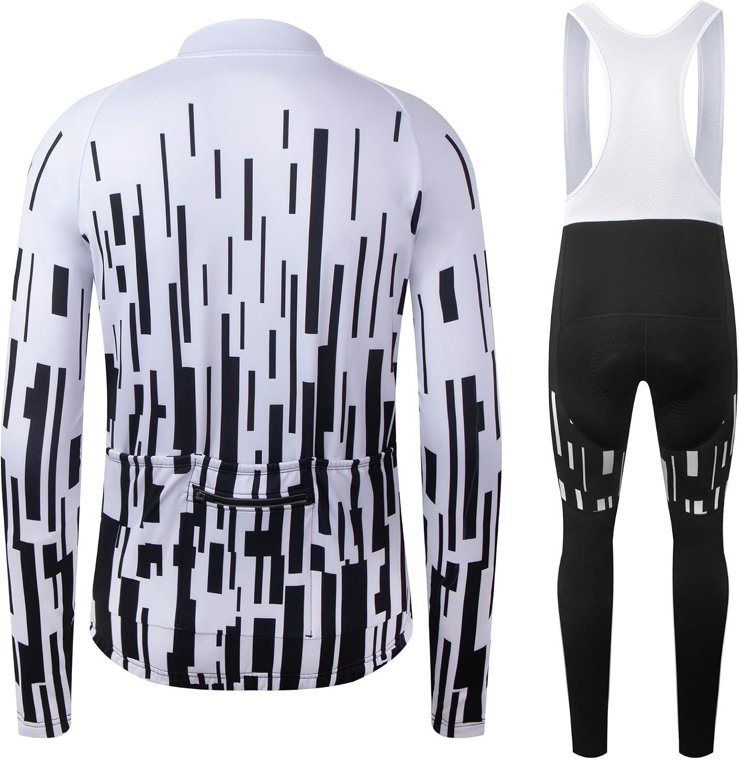 Coconut Ropamo CR Men's Cycling Clothing Set Long Sleeve Cycling Jersey Zipper Pocket Bike Outfit Cycling Bib Pants 3D Padded