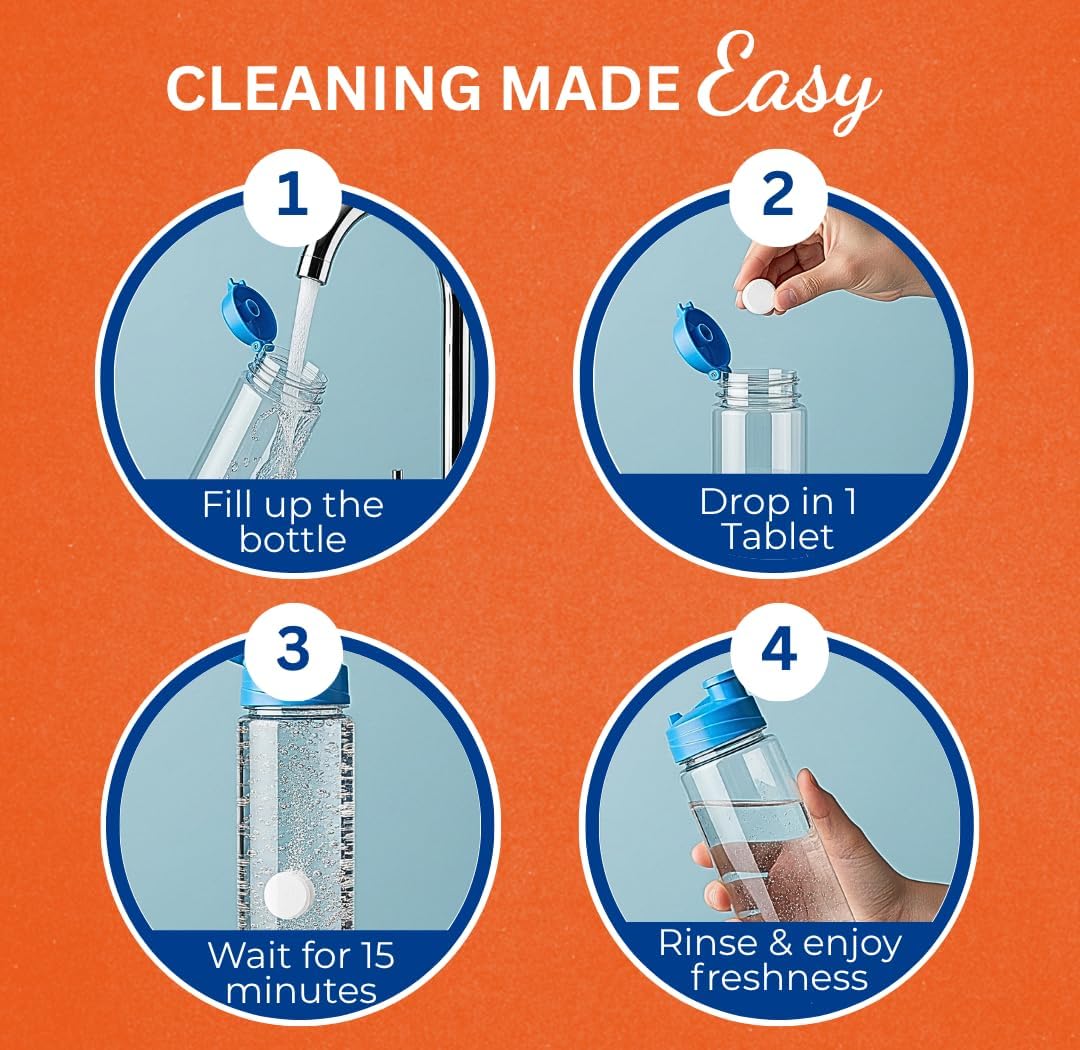 Skyis Water Bottle Cleaning Tablets 120 Pack, Up to 2 Years Supply, No Scrub Bottle Cleaner for Stainless Steel, Tumbler, Hydration Bladder