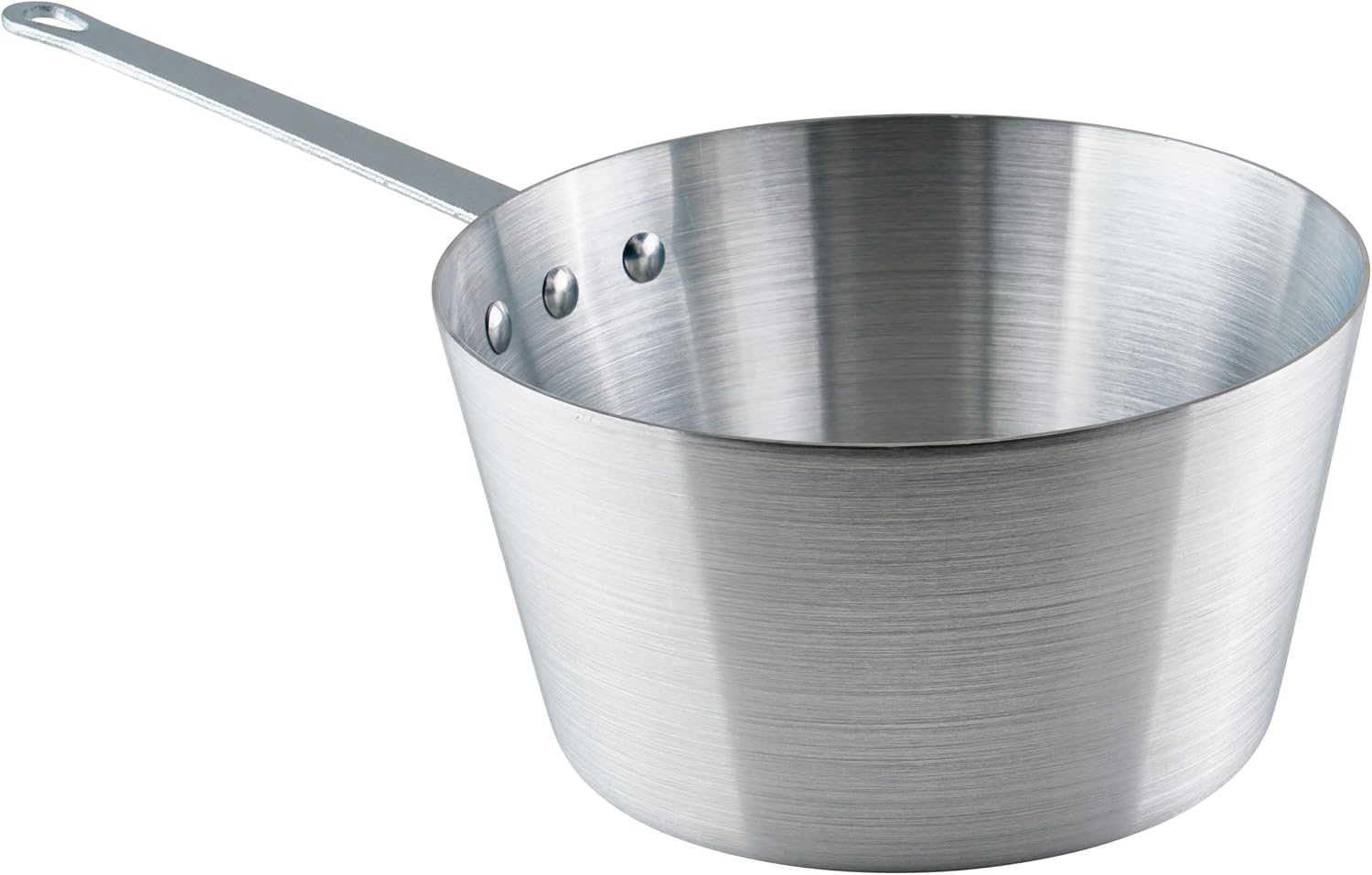 Winco 3 3/4 qt Heavy-Duty Tapered Aluminum Sauce Pan, 3.75 qt | Tapered sides, Heavy-duty, Riveted handle, Great for Cooking and Food Preparation