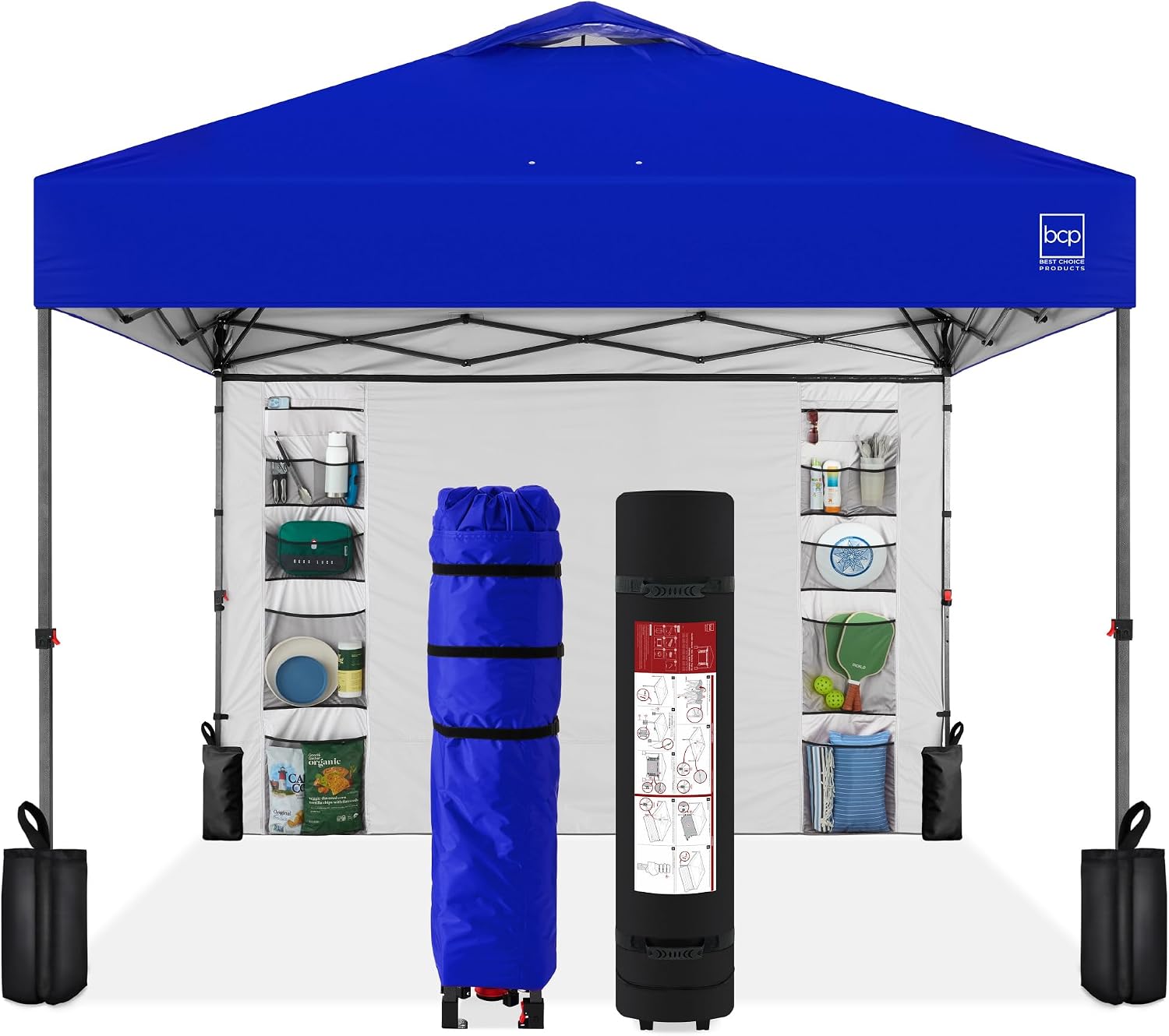 Best Choice Products 10x10ft Pop Up Canopy Tent, Outdoor Shade, 1 Person 1 Minute Set Up, Carry Case, 4 Weight Bags - White