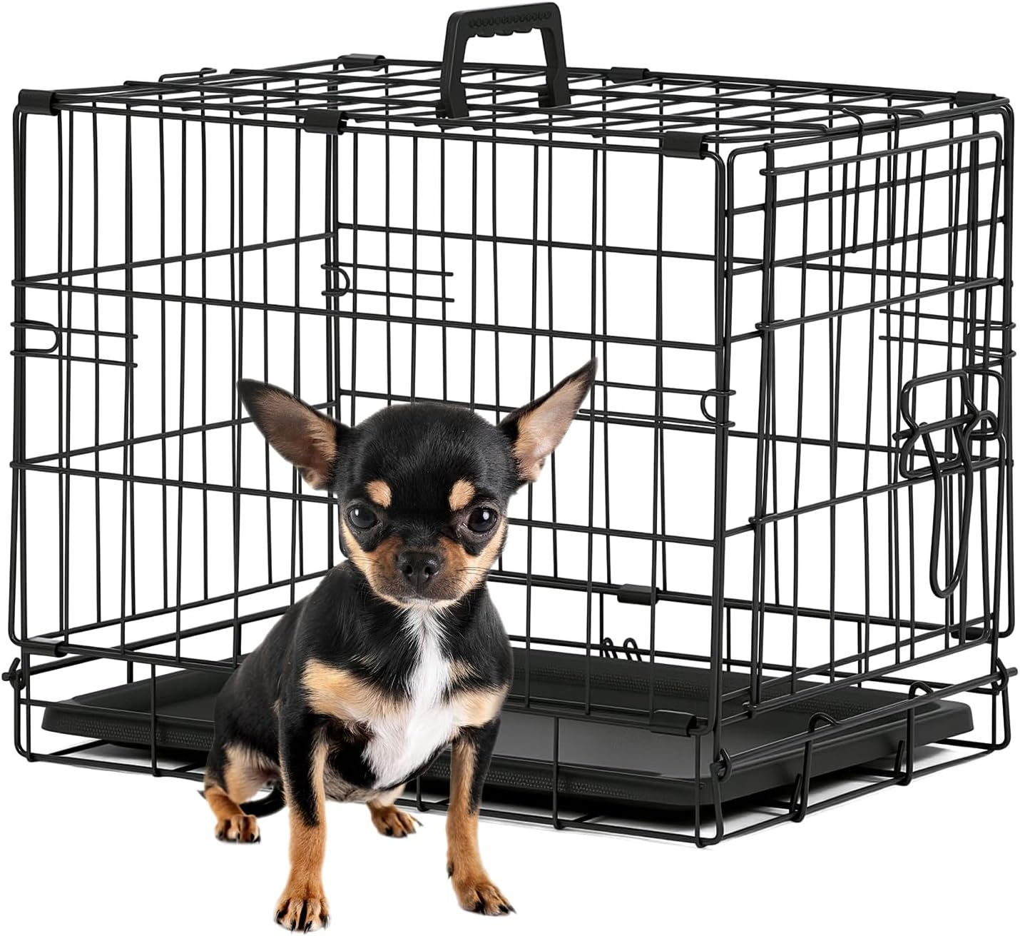 BestPet | Dog Crate | 48" | Black | Foldable Metal Kennel with Double Doors