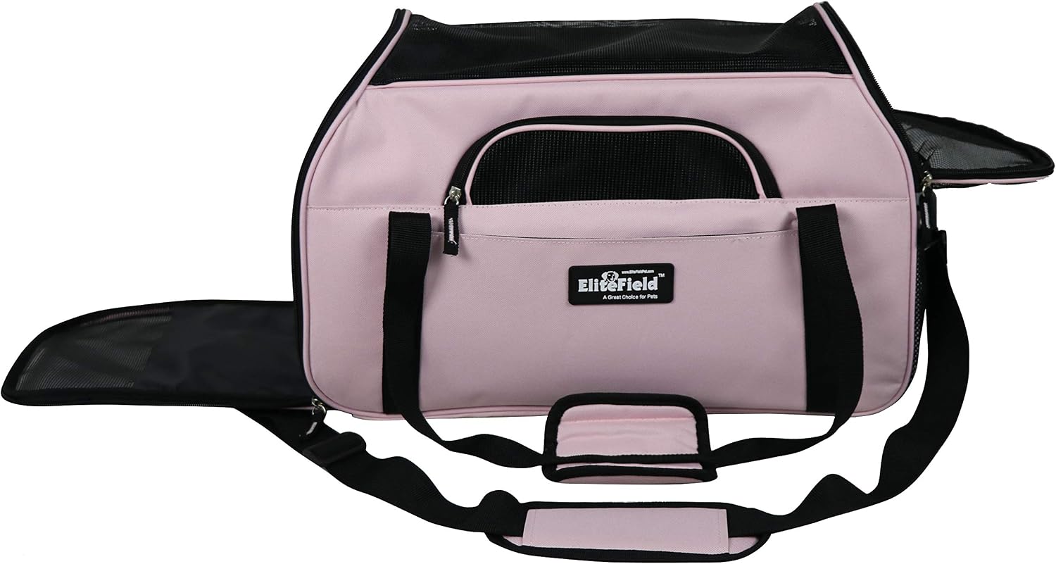 EliteField Soft-Sided Pet Carrier for Cats & Small Dogs (3-Year Warranty) | Airline Approved, Removable Bed & Cover, Built-In Leash, Luggage Sleeve, Seat Belt Loop, Waterproof, Durable, Foldable