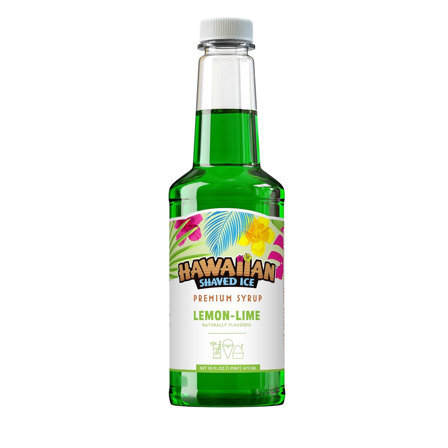 Hawaiian Shaved Ice Blue Raspberry Syrup - Made Nut Soy Dairy Free in the USA - Flavor Fluffy Shaved & Crunchy Snow Cone - Shelf Stable After Opening - Makes 8 Servings - 16 ounces