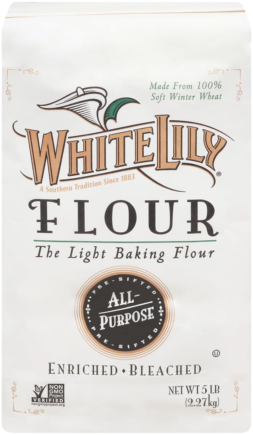White Lily All Purpose Flour, 5 Pound Bag – Non-GMO, Kosher | Enriched Bleached Flour for Baking, Biscuits, Cookies, Cakes & Everyday Recipes