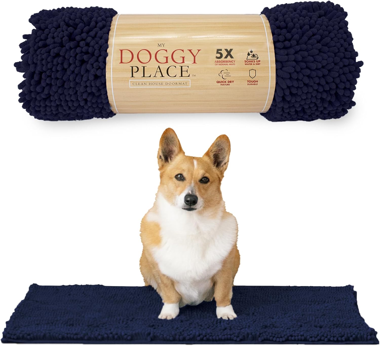 Dog Mud Mat, 31" x 20" Sage – Thick Microfiber Entry Rug for Snow, Mud & Salt – Absorbent, Quick-Dry, Washer-Safe & Non-Slip, Medium