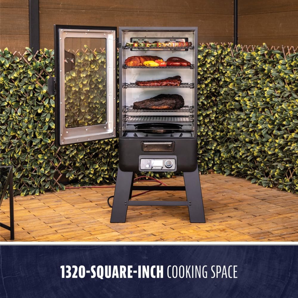 Pit Boss 4-Series WiFi & Bluetooth Digital Vertical Smoker with LCD Digital Controller and Wood Chip Tray, 1, 320-Sq. In. 6-Rack Cooking Space