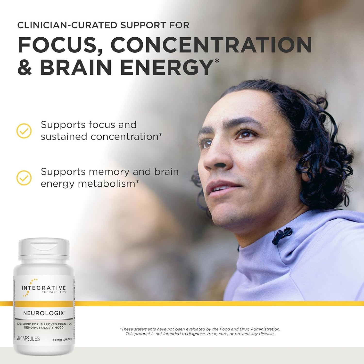 Integrative Therapeutics Neurologix - with Saffron and CDP-Choline - Nootropic Supplement for Brain Health*- Focus* - Memory Support* - Vegan