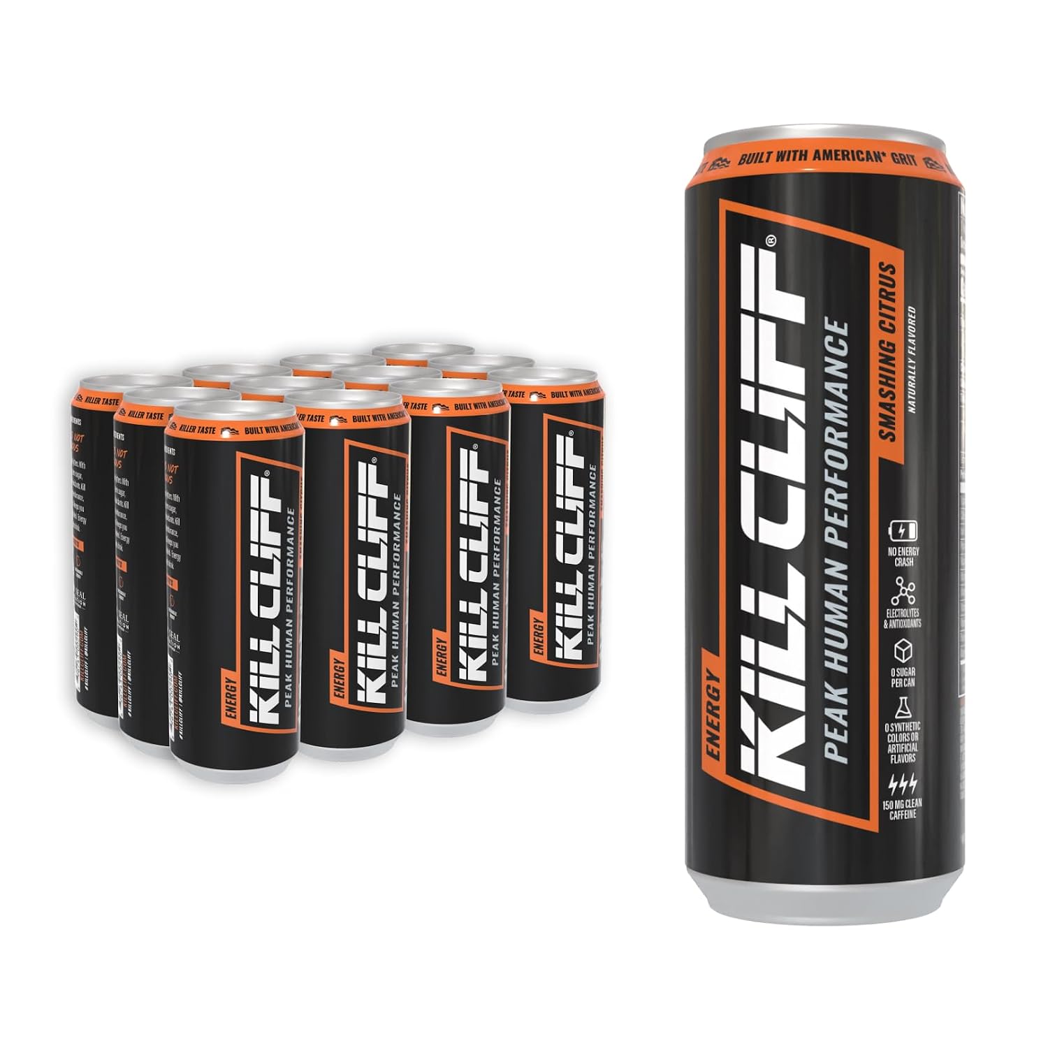 Kill Cliff Energy Drink - Sugar Free - Smashing Citrus 12 oz 12 Pack