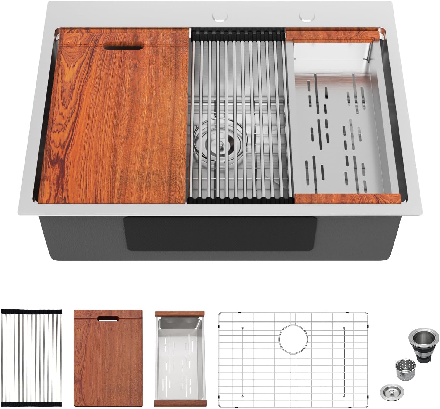 Mocoloo 13 Inch Drop in Bar Sink - 13" x 15" Small Kitchen Sink T304 Stainless Steel Handmade Single Bowl Round Corner Topmount Wet Bar Sink for