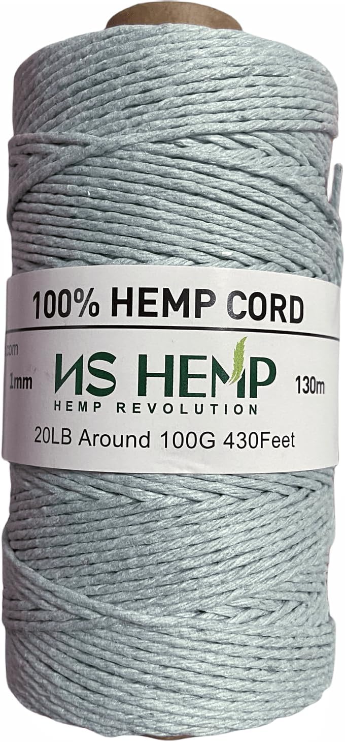 【 NS HEMP 】 Sustainable Hemp Twine Hemp Cord for Jewelry Making, Hemp Cord 1mm 130 Meters (026 RAW)
