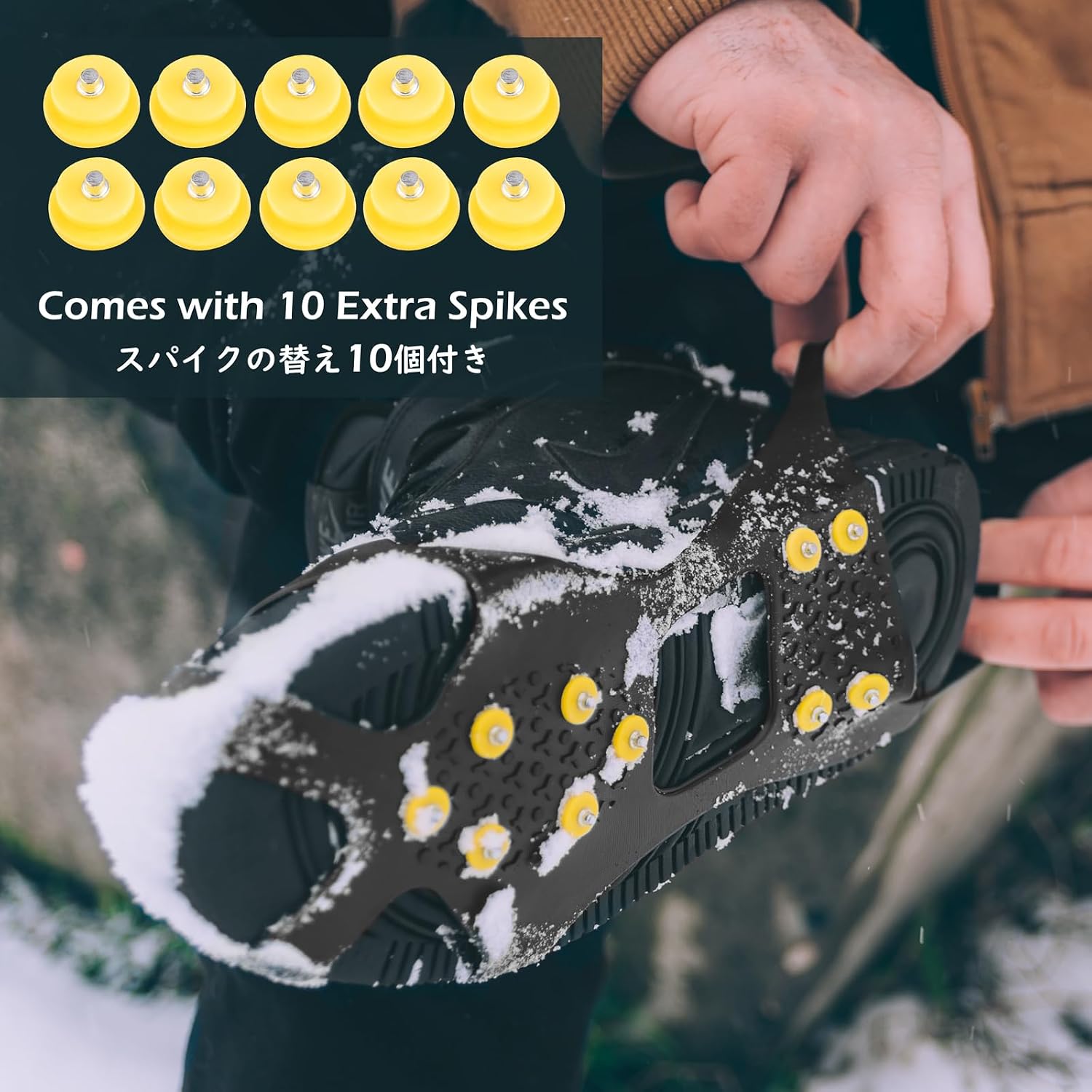 Ice Cleats for Shoes and Boots Anti Slip Ice Grips Snow Crampons Traction Cleats Hiking Fishing Walking Gear