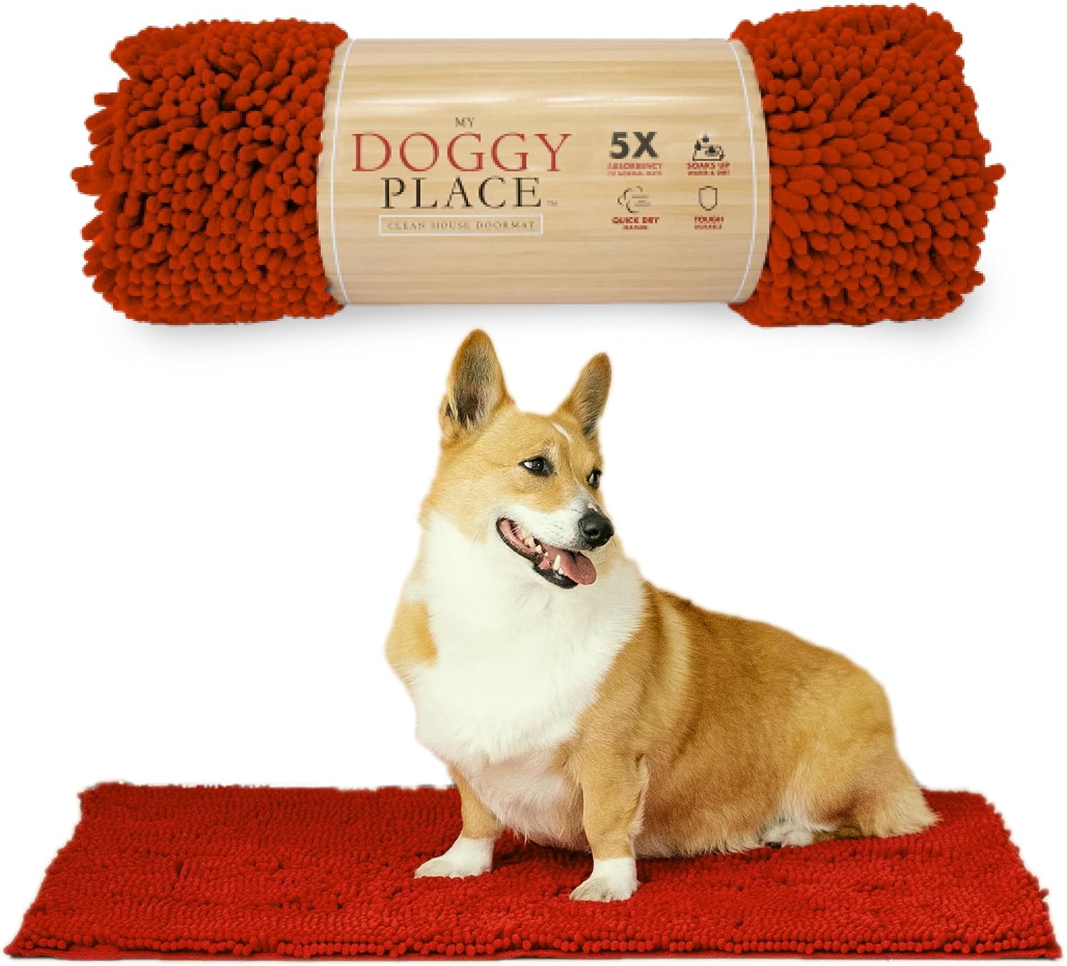 Dog Mud Mat, 31" x 20" Sage – Thick Microfiber Entry Rug for Snow, Mud & Salt – Absorbent, Quick-Dry, Washer-Safe & Non-Slip, Medium