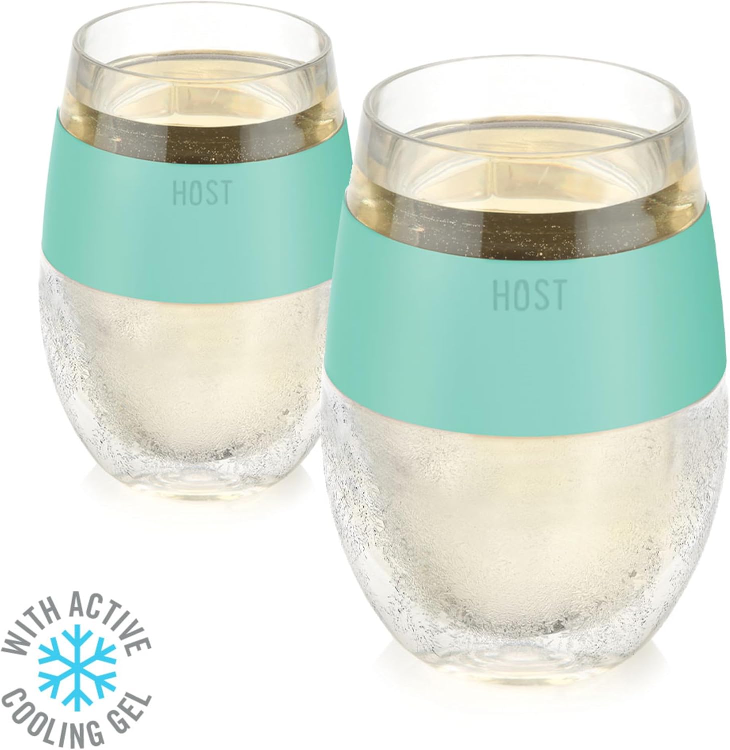 Host Wine Freeze Cup Set of 2 - Plastic Double Wall Insulated Drink Cup, Freezable Vacuum Insulated Wine Glasses, 8.5 oz Blue