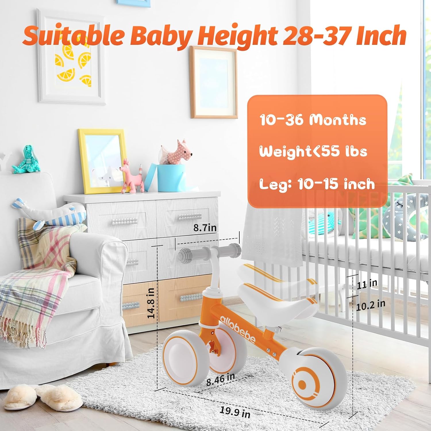 Baby Balance Bike, Cute Toddler Bikes 12-36 Months Gifts for 1 Year Old Girl Bike to Train Baby from Standing to Running with Adjustable Seat Silent & Soft 3 Wheels