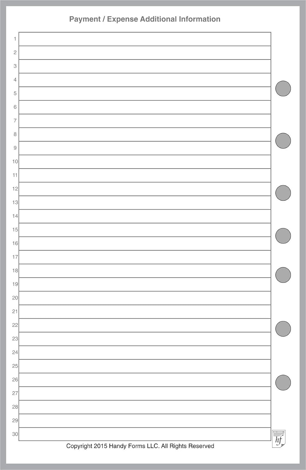 FC Classic Payment/Expense Record & Check Register, 50 Sheets, 5.5" x 8.5" | For 7-Ring FC Notebooks. Record payments, expenses, account balance. Ink-friendly heavyweight paper.