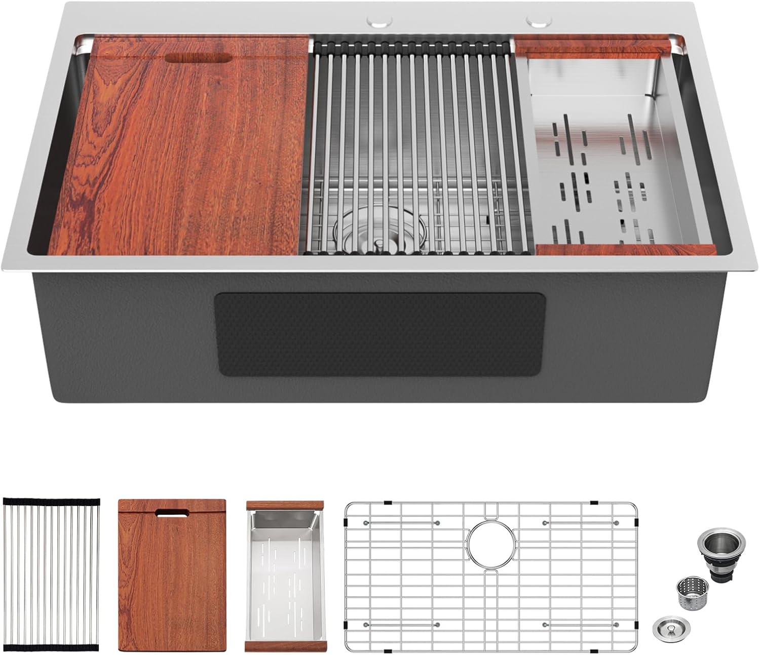 Mocoloo 13 Inch Drop in Bar Sink - 13" x 15" Small Kitchen Sink T304 Stainless Steel Handmade Single Bowl Round Corner Topmount Wet Bar Sink for